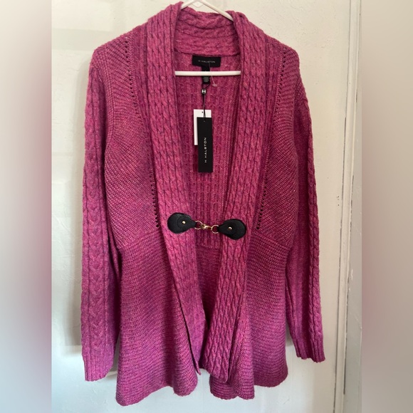 H by Halston Jackets & Blazers - Nwts H Halston Ladies Size Large Beet Single Hook Closure Knit Cardigan Sweater